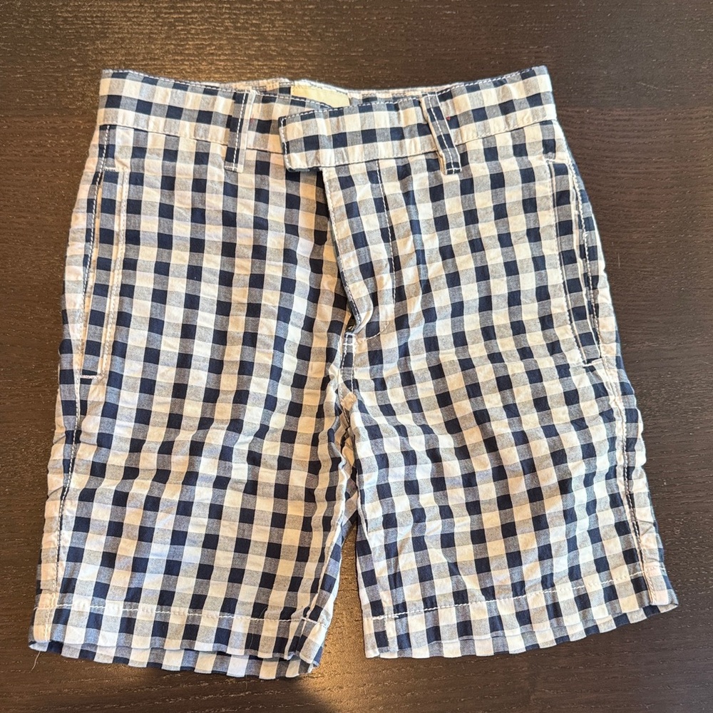 Boden Boy’s Blue and White Gingham Shorts